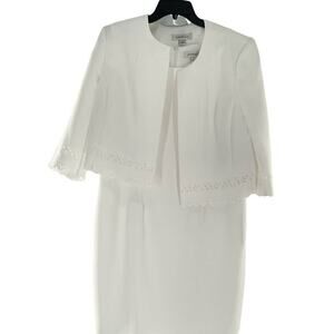 Danillo Jacket Dress Women's Size 16 Cut Out Trim White Lined Dress Suit NEW